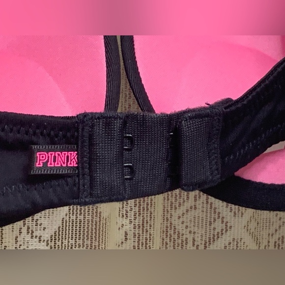 PINK BACK CLOSURE BLACK BRA - SZ. 34A - Picture 3 of 4